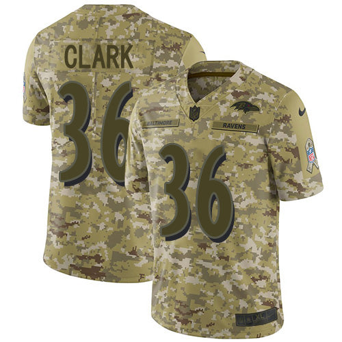 Nike Baltimore Ravens #36 Chuck Clark Camo Men's Stitched NFL Limited 2018 Salute To Service Jersey Men's