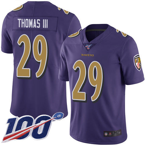 Nike Baltimore Ravens #29 Earl Thomas III Purple Men's Stitched NFL Limited Rush 100th Season Jersey Men's