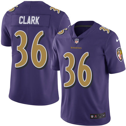 Nike Baltimore Ravens #36 Chuck Clark Purple Men's Stitched NFL Limited Rush Jersey Men's