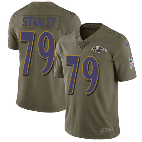 Nike Baltimore Ravens #79 Ronnie Stanley Olive Men's Stitched NFL Limited 2017 Salute To Service Jersey Men's
