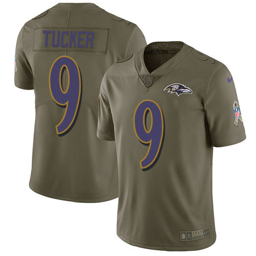 Nike Baltimore Ravens #9 Justin Tucker Olive Men's Stitched NFL Limited 2017 Salute To Service Jersey Men's