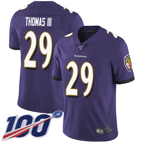 Nike Baltimore Ravens #29 Earl Thomas III Purple Team Color Men's Stitched NFL 100th Season Vapor Limited Jersey Men's