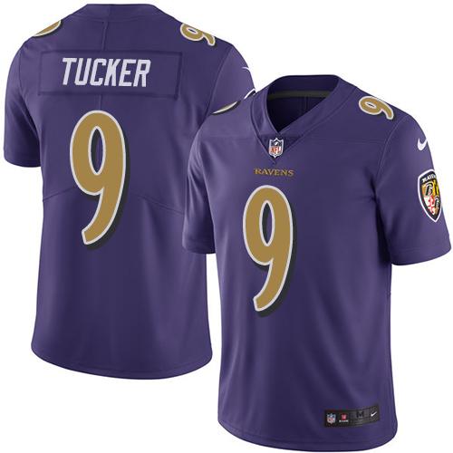 Nike Baltimore Ravens #9 Justin Tucker Purple Men's Stitched NFL Limited Rush Jersey Men's