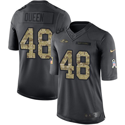 Nike Baltimore Ravens #48 Patrick Queen Black Men's Stitched NFL Limited 2016 Salute to Service Jersey Men's