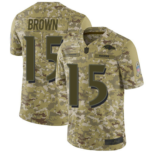 Nike Baltimore Ravens #15 Marquise Brown Camo Men's Stitched NFL Limited 2018 Salute To Service Jersey Men's