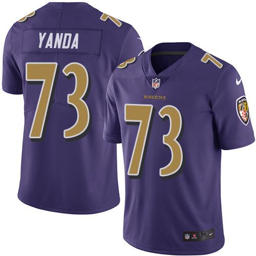 Nike Baltimore Ravens #73 Marshal Yanda Purple Men's Stitched NFL Limited Rush Jersey Men's
