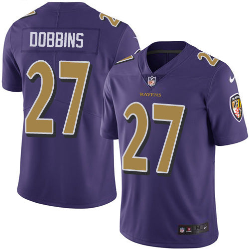 Nike Baltimore Ravens #27 J.K. Dobbins Purple Men's Stitched NFL Limited Rush Jersey Men's