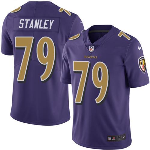 Nike Baltimore Ravens #79 Ronnie Stanley Purple Men's Stitched NFL Limited Rush Jersey Men's