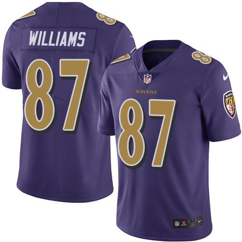 Nike Baltimore Ravens #87 Maxx Williams Purple Men's Stitched NFL Limited Rush Jersey Men's
