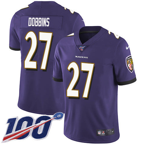 Nike Baltimore Ravens #27 J.K. Dobbins Purple Team Color Men's Stitched NFL 100th Season Vapor Untouchable Limited Jersey Men's