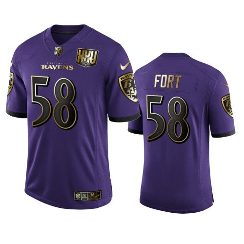 Baltimore Baltimore Ravens #58 L.J. Fort Men's Nike Purple Team 25th Season Golden Limited NFL Jersey Men's