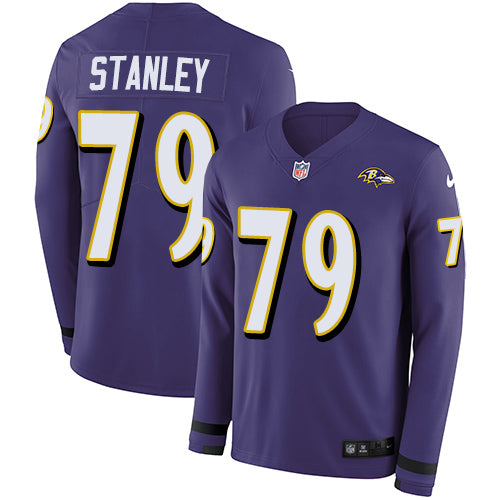 Nike Baltimore Ravens #79 Ronnie Stanley Purple Team Color Men's Stitched NFL Limited Therma Long Sleeve Jersey Men's