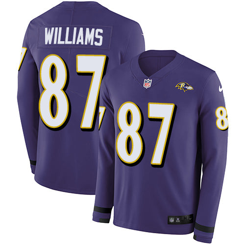 Nike Baltimore Ravens #87 Maxx Williams Purple Team Color Men's Stitched NFL Limited Therma Long Sleeve Jersey Men's
