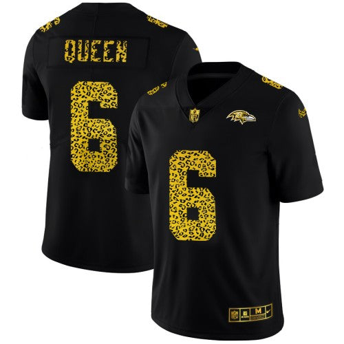 Baltimore Baltimore Ravens #6 Patrick Queen Men's Nike Leopard Print Fashion Vapor Limited NFL Jersey Black Men's