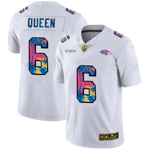 Baltimore Baltimore Ravens #6 Patrick Queen Men's White Nike Multi-Color 2020 NFL Crucial Catch Limited NFL Jersey Men's