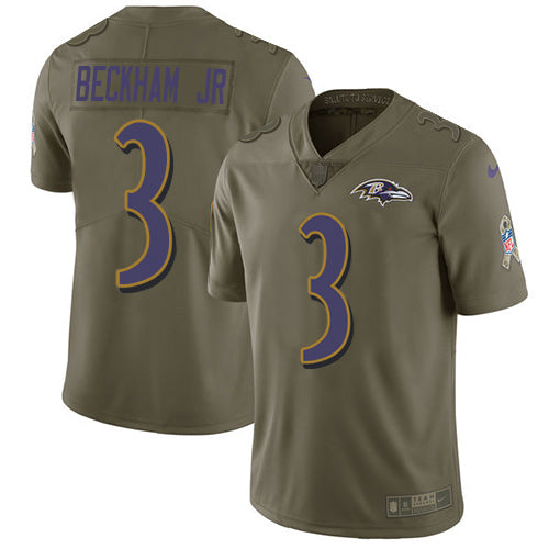 Nike Baltimore Ravens #3 Odell Beckham Jr. Olive Men's Stitched NFL Limited 2017 Salute To Service Jersey Men's