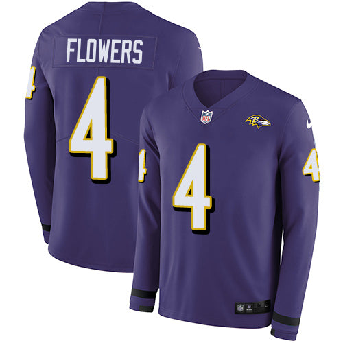Nike Baltimore Ravens #4 Zay Flowers Purple Team Color Men's Stitched NFL Limited Therma Long Sleeve Jersey Men's