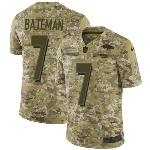 Nike Baltimore Ravens #7 Rashod Bateman Camo Men's Stitched NFL Limited 2018 Salute To Service Jersey Men's