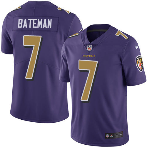 Nike Baltimore Ravens #7 Rashod Bateman Purple Men's Stitched NFL Limited Rush Jersey Men's